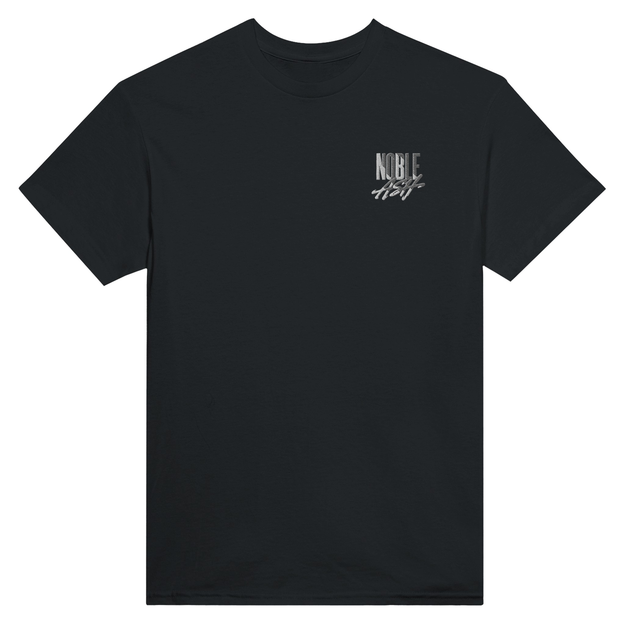 Schwarzes Noble Ash T-Shirt mit Sticklogo auf der Brust